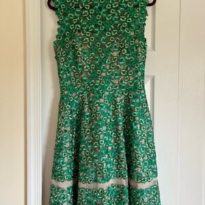 LELA ROSE Women's Floral Embroidered Lace Sleeveless Dress